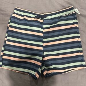 Nordstrom Navy, Peach, and Mint Striped Boys Swim Trunks Size xl